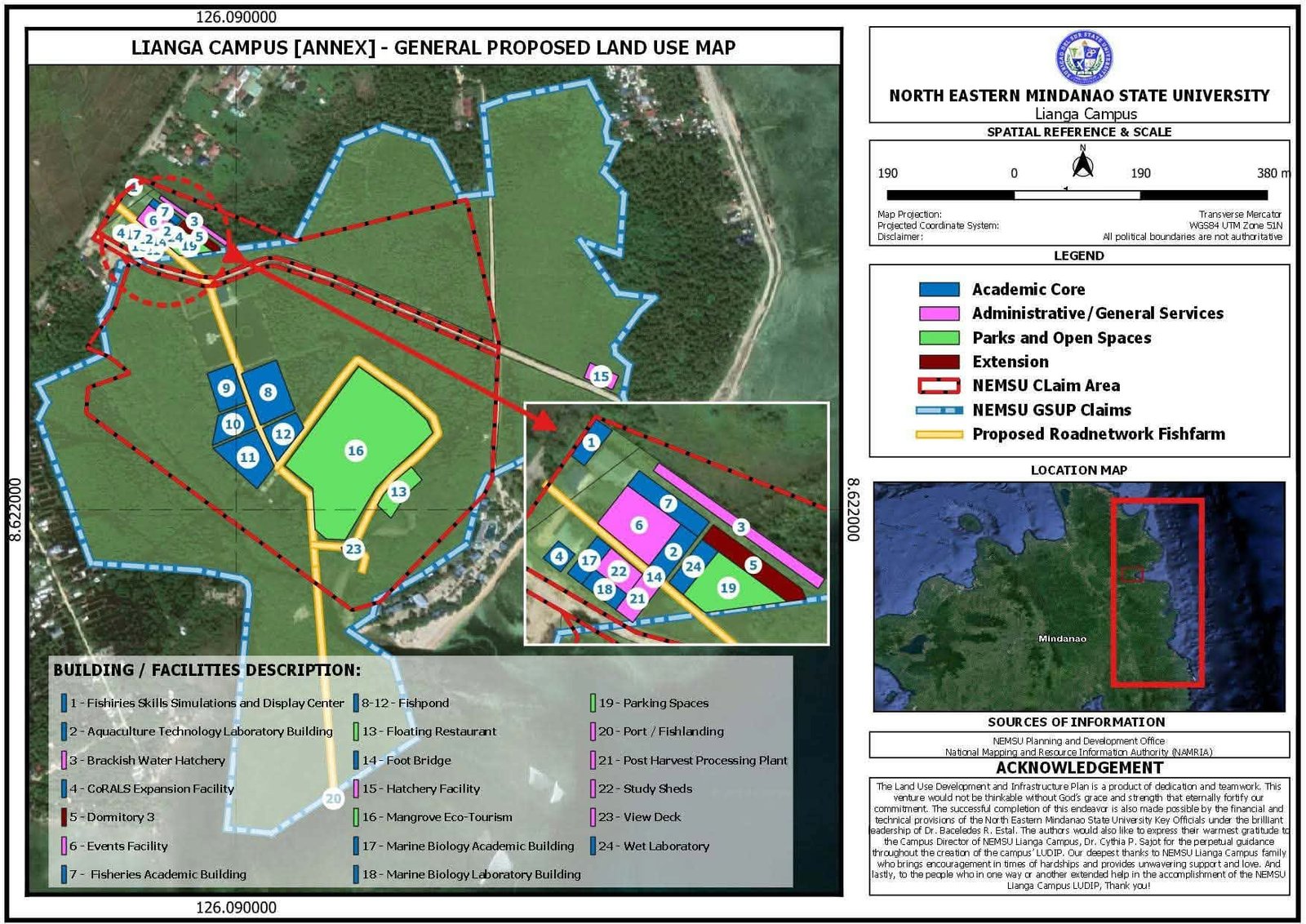 Land use map of the NEMSU Lianga fisheries campus